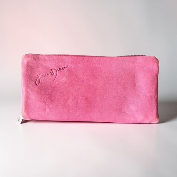 Junior Drake Handbags - Junior Drake Pink Leather Zip Around Wallet Butter Soft Foldout Organizer